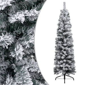Smukła sztuczna choinka pokryta śniegiem, zielona, 150 cm, PVC
