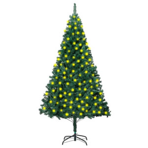 Sztuczna choinka z lampkami LED, grube gałązki, zielona, 210 cm