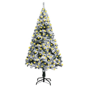 Sztuczna choinka flokowana śniegiem, z LED, zielona, 240 cm