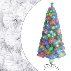 Sztuczna choinka z LED biała, 150 cm, włókno optyczne