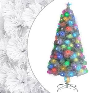 Sztuczna choinka z LED biała, 120 cm, włókno optyczne