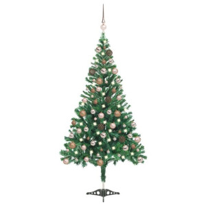 Sztuczna choinka z lampkami LED i bombkami, 180 cm, 564 gałązki