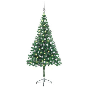 Sztuczna choinka z lampkami LED i bombkami, 180 cm, 564 gałązki