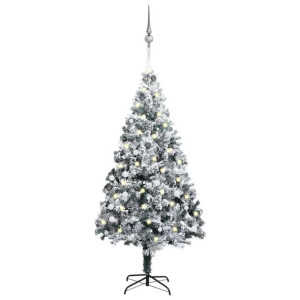 Sztuczna choinka z LED i bombkami, zielona, 240 cm, PVC