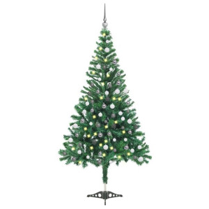 Sztuczna choinka z lampkami LED i bombkami, 120 cm, 230 gałązek