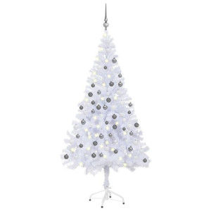 Sztuczna choinka z lampkami LED i bombkami, 120 cm, 230 gałązek