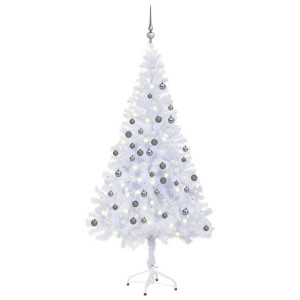 Sztuczna choinka z lampkami LED i bombkami, 180 cm, 620 gałązek