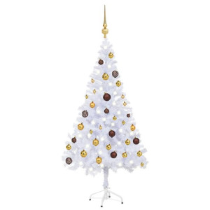 Sztuczna choinka z lampkami LED i bombkami, 120 cm, 230 gałązek