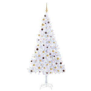 Sztuczna choinka z lampkami LED i bombkami, 210 cm, 910 gałązek