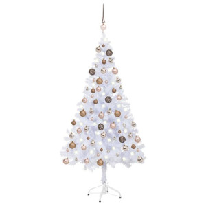Sztuczna choinka z lampkami LED i bombkami, 150 cm, 380 gałązek