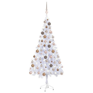 Sztuczna choinka z lampkami LED i bombkami, 180 cm, 620 gałązek
