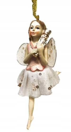 Zawieszka na choinkę wróżka baletnica 13 cm biała