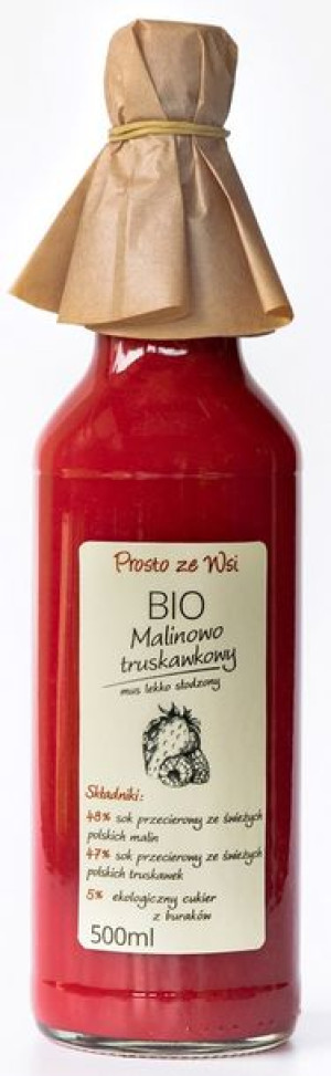 Mus Malina - Truskawka Lekko Słodzony Bio 500 Ml - Prosto Ze Wsi