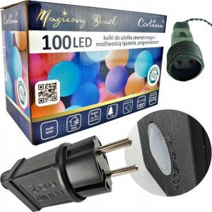 Lampki Choinkowe Kulki 100 Led 8 Funkcji + Gniazdo