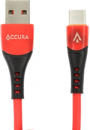 Accura kabel USB-C 1.0m czerwony gumowy