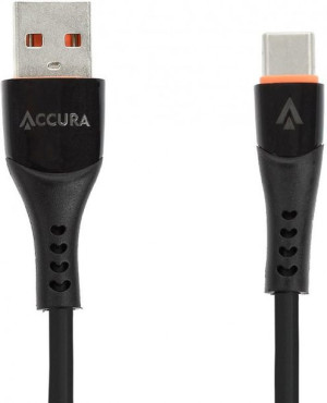 Accura kabel USB-C 1.0m czarny gumowy