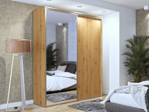 Wysoka Szafa Przesuwna 200cm Dąb Artisan Maxi h-245 cm