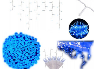 Sople lampki 100 LED niebieskie na dom