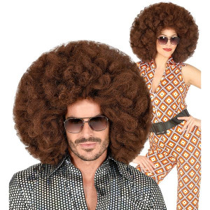 Peruka Afro Brązowa Loki Burza Włosów