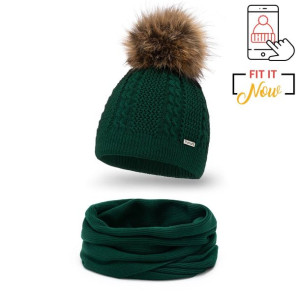 Stylowy komplet damski czapka z pomponem i komin