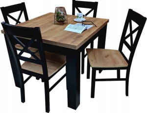 Stół BIANCO 1 80x80/160 kwadratowy 4 krzesła KD-22 drewniane loft RIBES