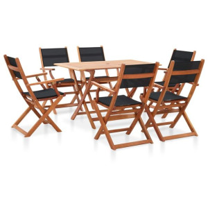 7-cz. zestaw mebli ogrodowych, czarny, drewno eukaliptusowe