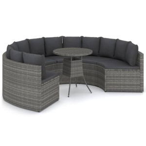 7-częściowa sofa do ogrodu, z poduszkami, polirattan, szara