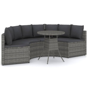 5-częściowa sofa do ogrodu, z poduszkami, polirattan, szara