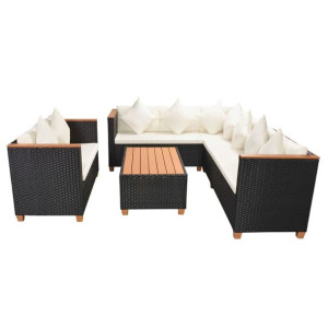 5-cz. zestaw mebli do ogrodu, poduszki, rattan PE, czarny