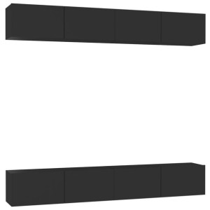 Szafki telewizyjne, 4 szt., czarne, 100x30x30 cm, płyta wiórowa