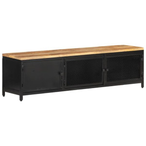 Szafka pod TV, 130x30x37 cm, lite, surowe drewno mango