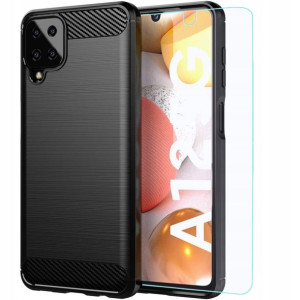 Etui Pancerne Karbon Do Samsung Galaxy A12 I Szkło