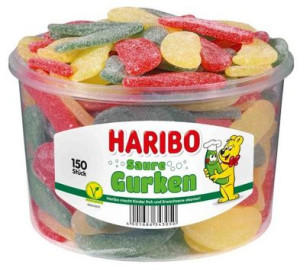 Haribo Żelki Kwaśne Ogórki Gurken Saure 150szt De
