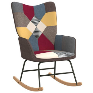 Fotel bujany, patchwork, tapicerowany tkaniną