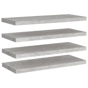 Półki ścienne, 4 szt., szarość betonu, 80 x 23,5 x 3,8 cm, MDF