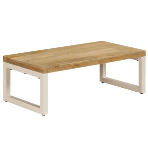 Stolik kawowy, 100x50x35 cm, lite drewno mango i stal