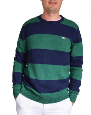 Tommy Hilfiger JEANS sweter męski paski C-neck