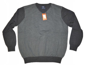 STATE OF ART Sweter v-neck BAWEŁNA  pepitka