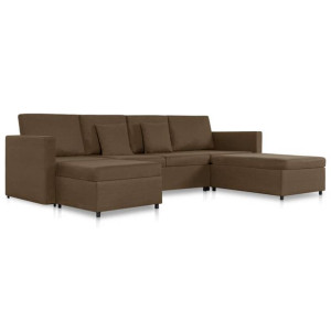 4-osobowa sofa rozkładana, obita tkaniną, brązowa
