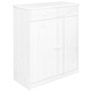 Szafka z 2 szufladami, biała, 78x35x89 cm, lite drewno sosnowe