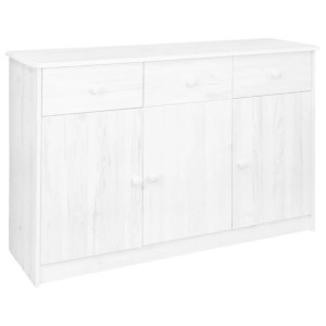 Szafka z 3 szufladami, biała, 113x35x73 cm, drewno sosnowe