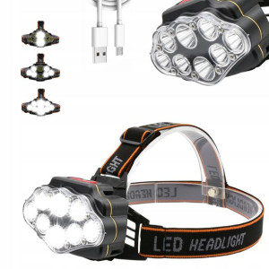 Latarka LAMPA Lampka CZOŁOWA 8 LED AKU Stroboskop