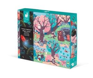 Świecące puzzle z mini lampką UV Las 24 elementy Janod
