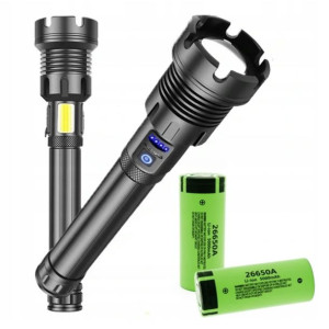 Latarka XHP90 XLight USB zoom COB LED + 2x AKU Panasonic 5000mAh