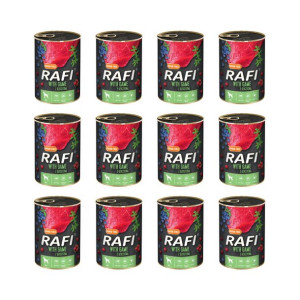 Pakiet Rafi Karma Dla Psa Z Dziczyzną, Borówką i Żurawiną 12 x 400 G