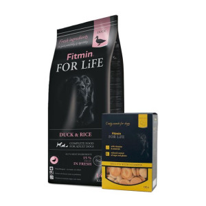 FITMIN For Life Duck & Rice 14kg + FFL Biscuit 180g GRATIS!