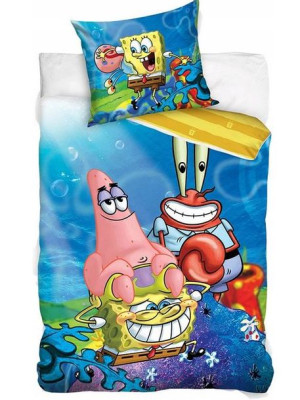 Pościel dziecięca bawełniana 160x200  2-częściowa  SpongeBob Gąbka i Patryk
