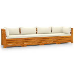 4-osobowa sofa ogrodowa z poduszkami, lite drewno akacjowe