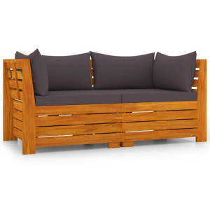2-osobowa sofa ogrodowa z poduszkami, lite drewno akacjowe