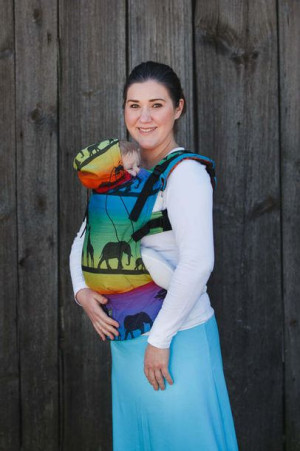 Nosidło ergonomiczne TĘCZOWE SAFARI żakard baby size LennyLamb